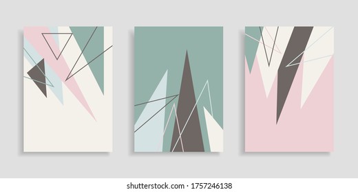 Abstract geometric background. Set of A4 vertical brochures. Flat style. Vector illustration. Business template collection.