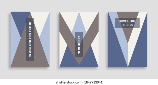 Abstract geometric background. Set of A4 vertical brochures. Cover in flat style. Vector illustration. Business template collection. Design poster, cover, wallpaper, notebook, catalog.