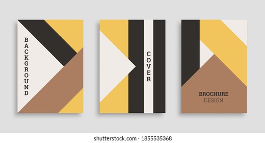 Abstract geometric background. Set of A4 vertical brochures. Cover design in flat style. Vector illustration. Business template collection. Design poster, cover, wallpaper, notebook, catalog.