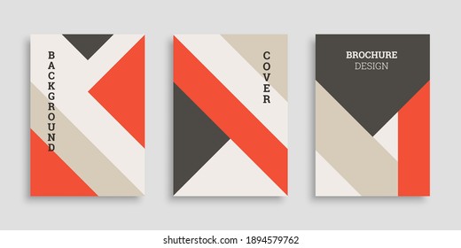 Abstract geometric background. Set of A4 vertical brochures. Cover design in flat style. Vector illustration. Business template collection. Design poster, cover, wallpaper, notebook, catalog.