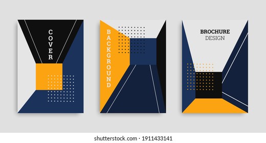 Abstract geometric background. Set of A4 vertical brochures. Cover design in flat style. Vector illustration. Business template collection. Design poster, cover, wallpaper, notebook, catalog.