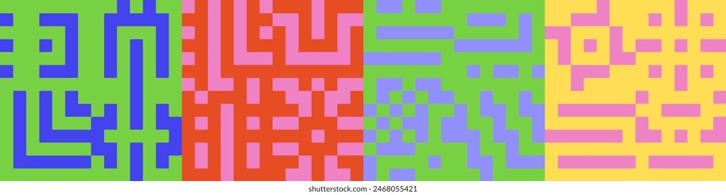 Abstract geometric background set. Colorful pattern with random pixels