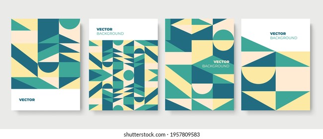 Abstract geometric background. Set of cover vertical retro brochures. Cover design in flat style. Vector illustration. Business template collection. Design poster, cover, wallpaper, notebook, catalog