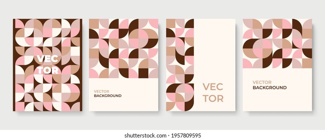 Abstract geometric background. Set of cover vertical retro brochures. Cover design in flat style. Vector illustration. Business template collection. Design poster, cover, wallpaper, notebook, catalog