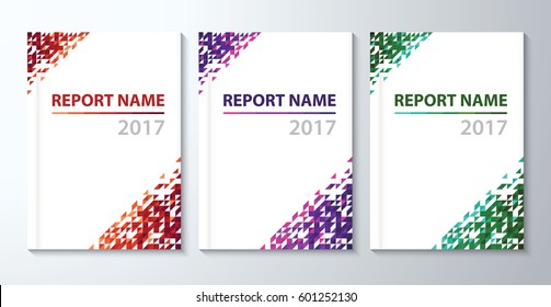 Abstract geometric background set. Cover design template layout in A4 size for annual report, brochure, flyer, poster, banner. Vector illustration.