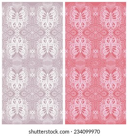 Abstract geometric background set. Decorative ethnic ornament, border lace pattern. Series of image template frame design for card, hand drawn artwork