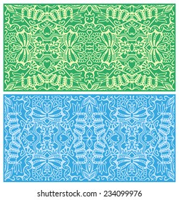 Abstract geometric background set. Decorative ethnic ornament, border lace pattern. Series of image template frame design for card, hand drawn artwork