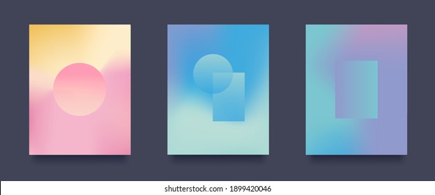Abstract geometric background set. Minimalistic Gradient Patterns with Geometric Shapes
