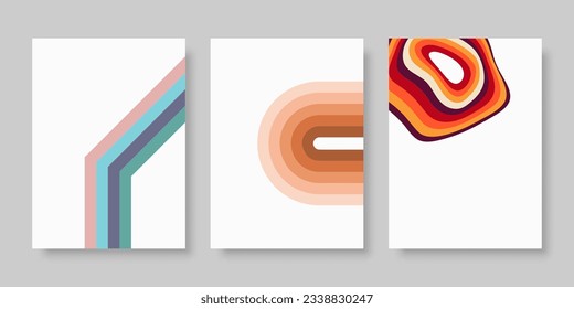 Abstract geometric background. Set of vertical retro brochures. Cover design in flat style.