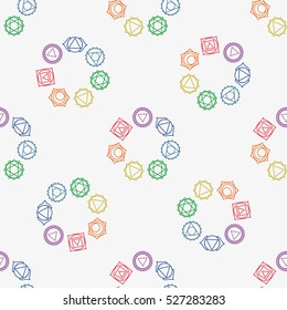 abstract geometric background, seven human chakras, vector seamless pattern, illustration.