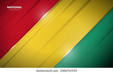 Abstract geometric background with shadow style on red yellow and green background. Good template for national day design. Green yellow red background