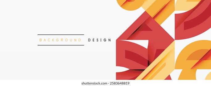 Abstract geometric background with shapes, featuring circular and rounded elements. Bold contrast, smooth gradients, dynamic composition, futuristic style