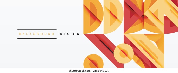Abstract geometric background with shapes, featuring circular and rounded elements. Bold contrast, smooth gradients, dynamic composition, futuristic style