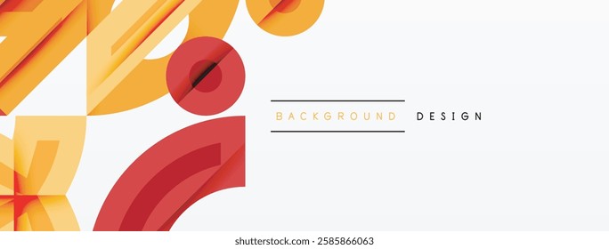 Abstract geometric background with shapes, featuring circular and rounded elements. Bold contrast, smooth gradients, dynamic composition, futuristic style
