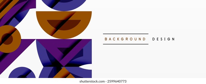 Abstract geometric background with shapes, featuring circular and rounded elements. Bold contrast, smooth gradients, dynamic composition, futuristic style