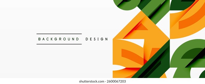 Abstract geometric background with shapes, featuring circular and rounded elements. Bold contrast, smooth gradients, dynamic composition, futuristic style