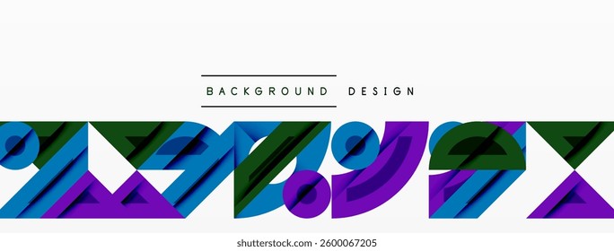 Abstract geometric background with shapes, featuring circular and rounded elements. Bold contrast, smooth gradients, dynamic composition, futuristic style