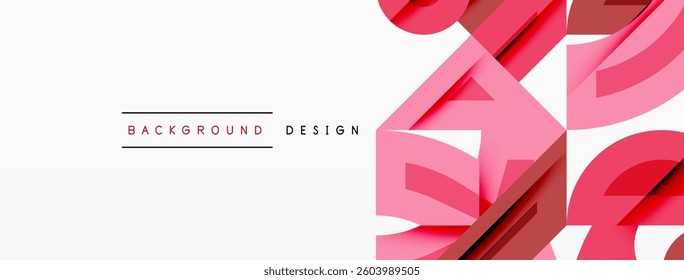 Abstract geometric background with shapes, featuring circular and rounded elements. Bold contrast, smooth gradients, dynamic composition, futuristic style