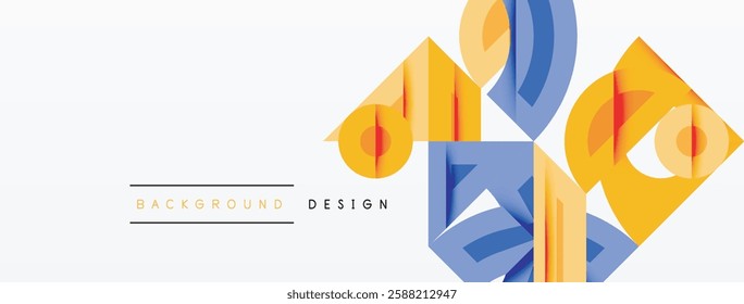 Abstract geometric background shapes forming a modern, symmetrical pattern. Bold contrast, smooth gradients, dynamic composition, futuristic style