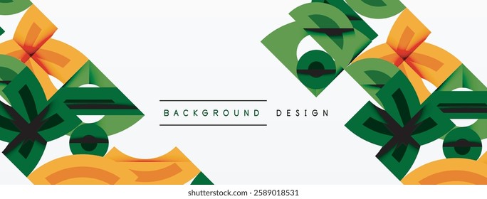 Abstract geometric background shapes forming a modern, symmetrical pattern. Bold contrast, smooth gradients, dynamic composition, futuristic style