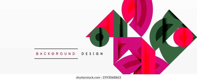 Abstract geometric background shapes forming a modern, symmetrical pattern. Bold contrast, smooth gradients, dynamic composition, futuristic style