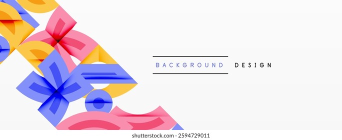 Abstract geometric background shapes forming a modern, symmetrical pattern. Bold contrast, smooth gradients, dynamic composition, futuristic style