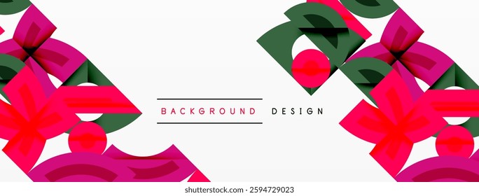 Abstract geometric background shapes forming a modern, symmetrical pattern. Bold contrast, smooth gradients, dynamic composition, futuristic style