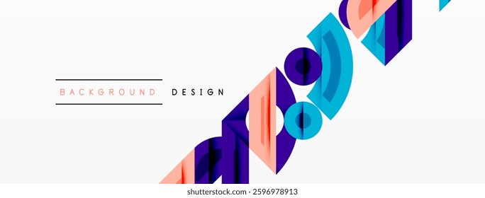 Abstract geometric background shapes forming a modern, symmetrical pattern. Bold contrast, smooth gradients, dynamic composition, futuristic style