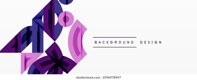 Abstract geometric background shapes forming a modern, symmetrical pattern. Bold contrast, smooth gradients, dynamic composition, futuristic style