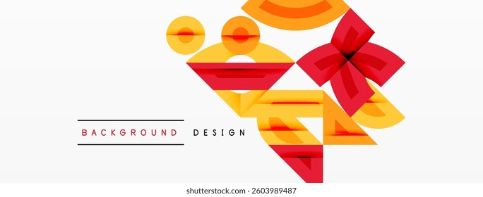 Abstract geometric background shapes forming a modern, symmetrical pattern. Bold contrast, smooth gradients, dynamic composition, futuristic style