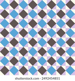 Abstrakter geometrischer Hintergrund mit Formen. Nahtloses Vektorgrafik-Muster. Rosa, Blau, Beige und Braun	