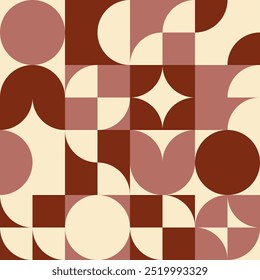Fundo geométrico abstrato com formas. Padrão de vetor contínuo. Cor vermelha e bege
