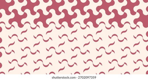 Abstract geometric background with shapes. Seamless vector pattern. Red and beige color