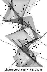 Abstract geometric background with sharp forms. Black and white background with an unusual design wave lines.