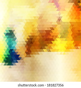 Abstract geometric background with shining yellow triangle pattern and place for text