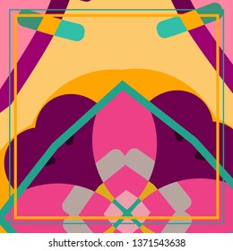 Abstract geometric background for silk scarf shawl design. Ethnic motif for textile fabric print. Trendy ornament with shapes and lines elements. Contemporary modern artistic pattern for fashion cloth
