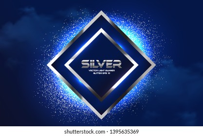 Abstract Geometric Background with silver Glitter Effect, design for banner, flyer, Vector illustration 