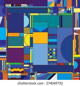 Abstract Geometric Background of Simple Colorful Shapes.