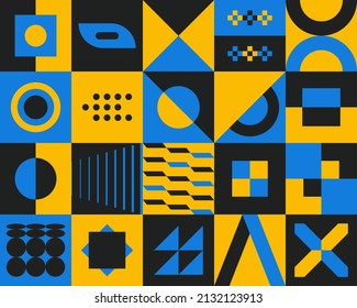 Abstract geometric background. Simple minimalist bold forms swiss style, brutalist shapes for poster. Vector design layout