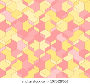 abstract geometric background. simple pink and yellow shapes. vector seamless pattern