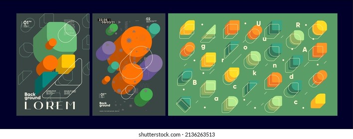 Abstract geometric background. Simple shapes with trendy pattern. Vector illustration. Trendy backgrounds for poster, landing page, banner and packaging.