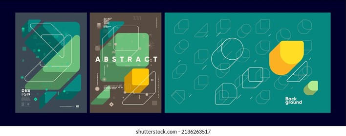 Abstract geometric background. Simple shapes with trendy pattern. Vector illustration. Trendy backgrounds for poster, landing page, banner and packaging.