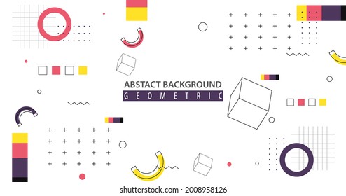 abstract geometric background, with simple and super bright colors, straight lines, circles, color palette, vector illustration eps 10