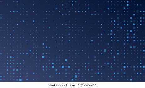 Abstract geometric background of sircles. Blue pixel background with empty space. Vector illustration.