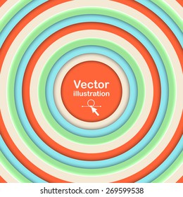 Abstract geometric background. Soft colors circles  with shadows. Vector illustration