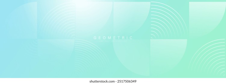 Fundo geométrico abstrato com gradientes suaves em verde claro e azul, apresentando formas e padrões modernos. Vetor