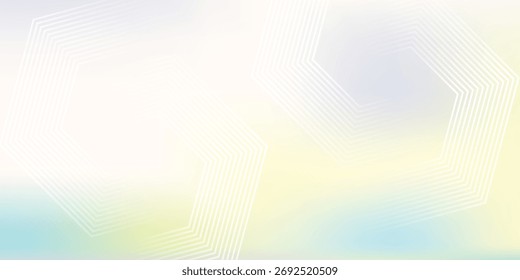 An abstract geometric background with soft, pastel-colored gradients. A white hexagonal line pattern overlays a subtle blend of yellow, blue, and green, perfect for both digital and print use.