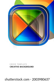 Abstract geometric background with space for your text. Modern overlapping rounded squares. Unusual color forms for your message. Business or technical presentation. Vector illustration