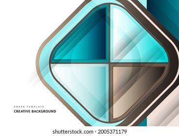 Abstract geometric background with space for your text. Modern overlapping rounded squares. Unusual color forms for your message. Business or technical presentation. Vector illustration