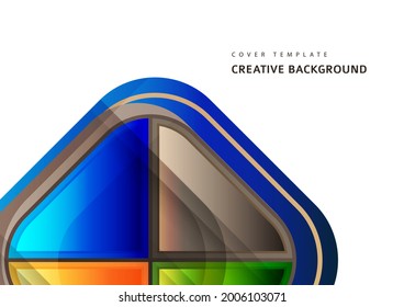 Abstract geometric background with space for your text. Modern overlapping rounded squares. Unusual color forms for your message. Business or technical presentation. Vector illustration